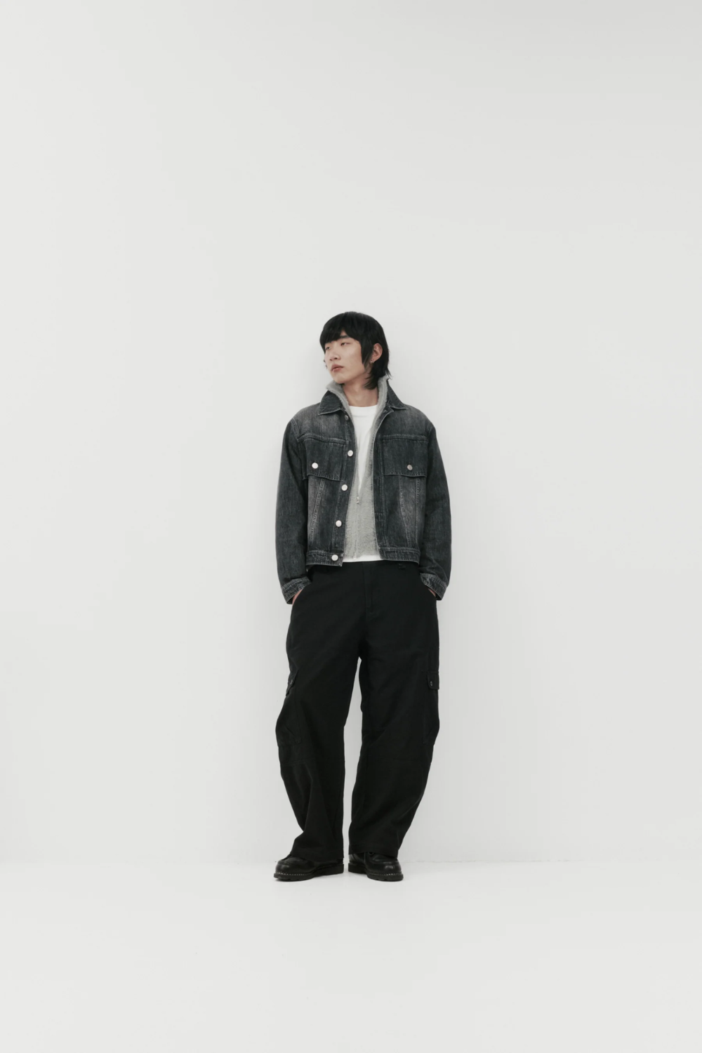 Dart-Knee Cargo Pants - Washed Black Herringbone | PORTER JAMES SPORTS | Mad About The Boy