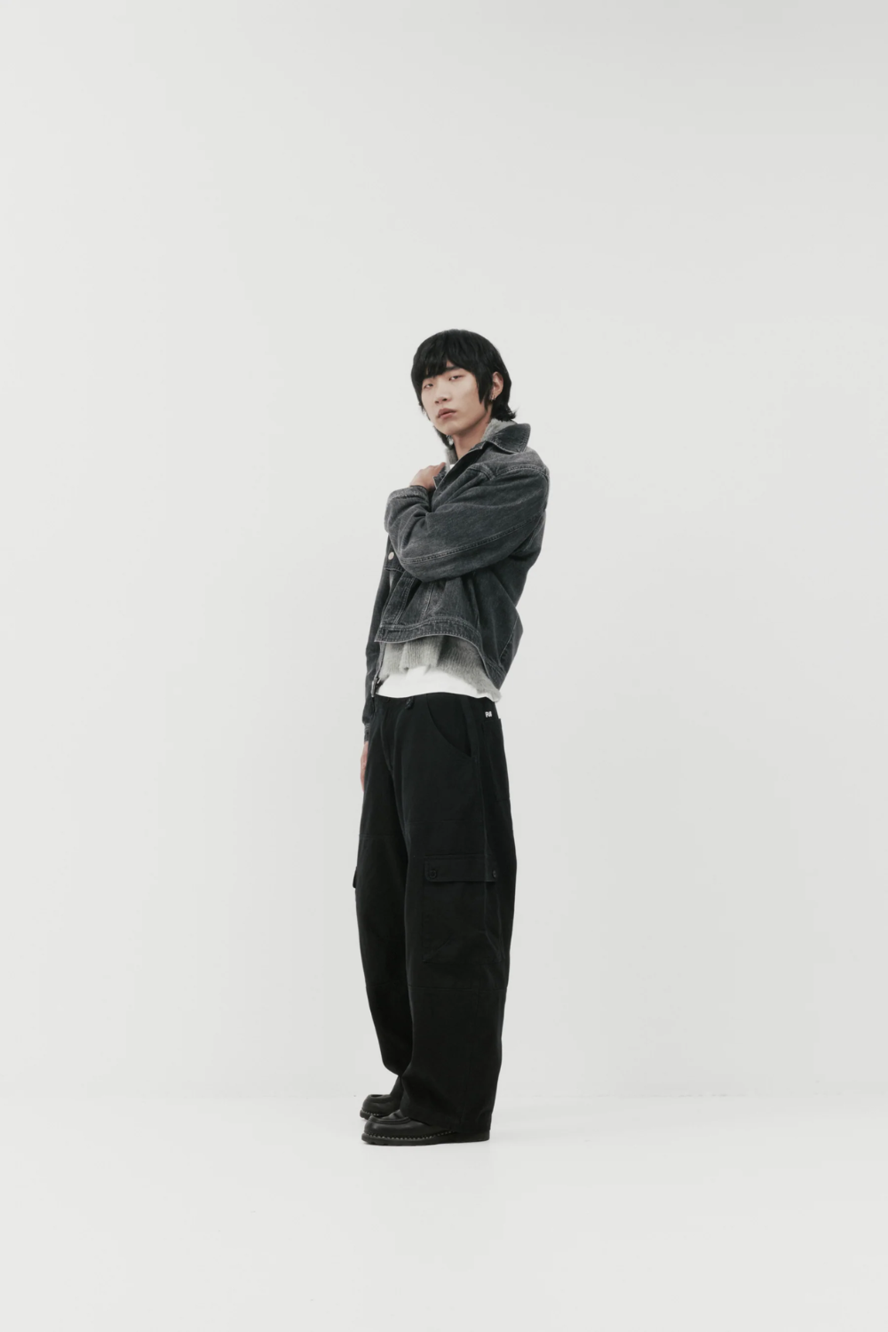 Dart-Knee Cargo Pants - Washed Black Herringbone | PORTER JAMES SPORTS | Mad About The Boy