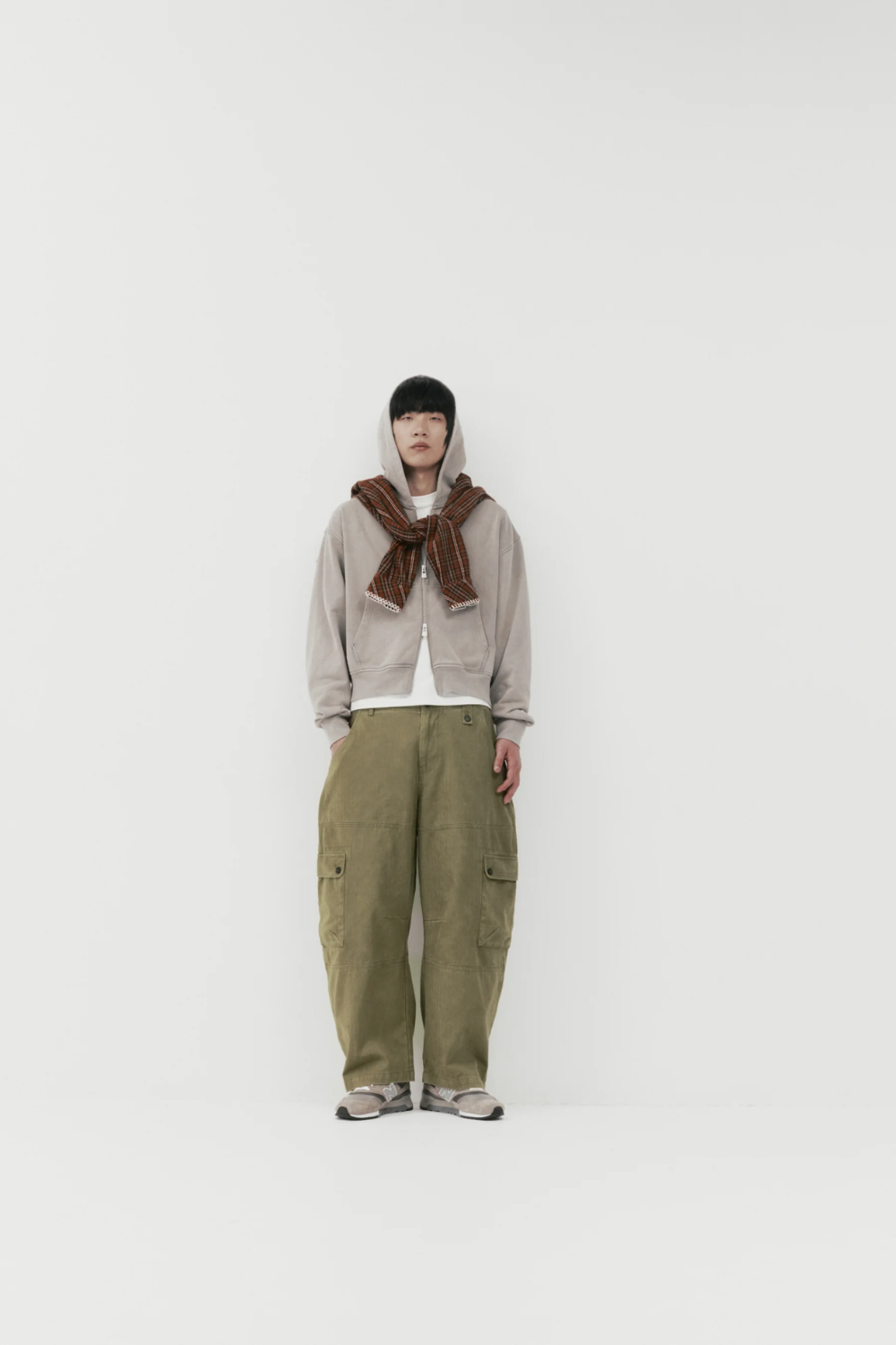 Dart-Knee Cargo Pants - Washed Olive Herringbone | PORTER JAMES SPORTS | Mad About The Boy