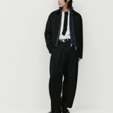 Wool Dart Knee Pleated Trousers - Black | PORTER JAMES SPORTS | Mad About The Boy