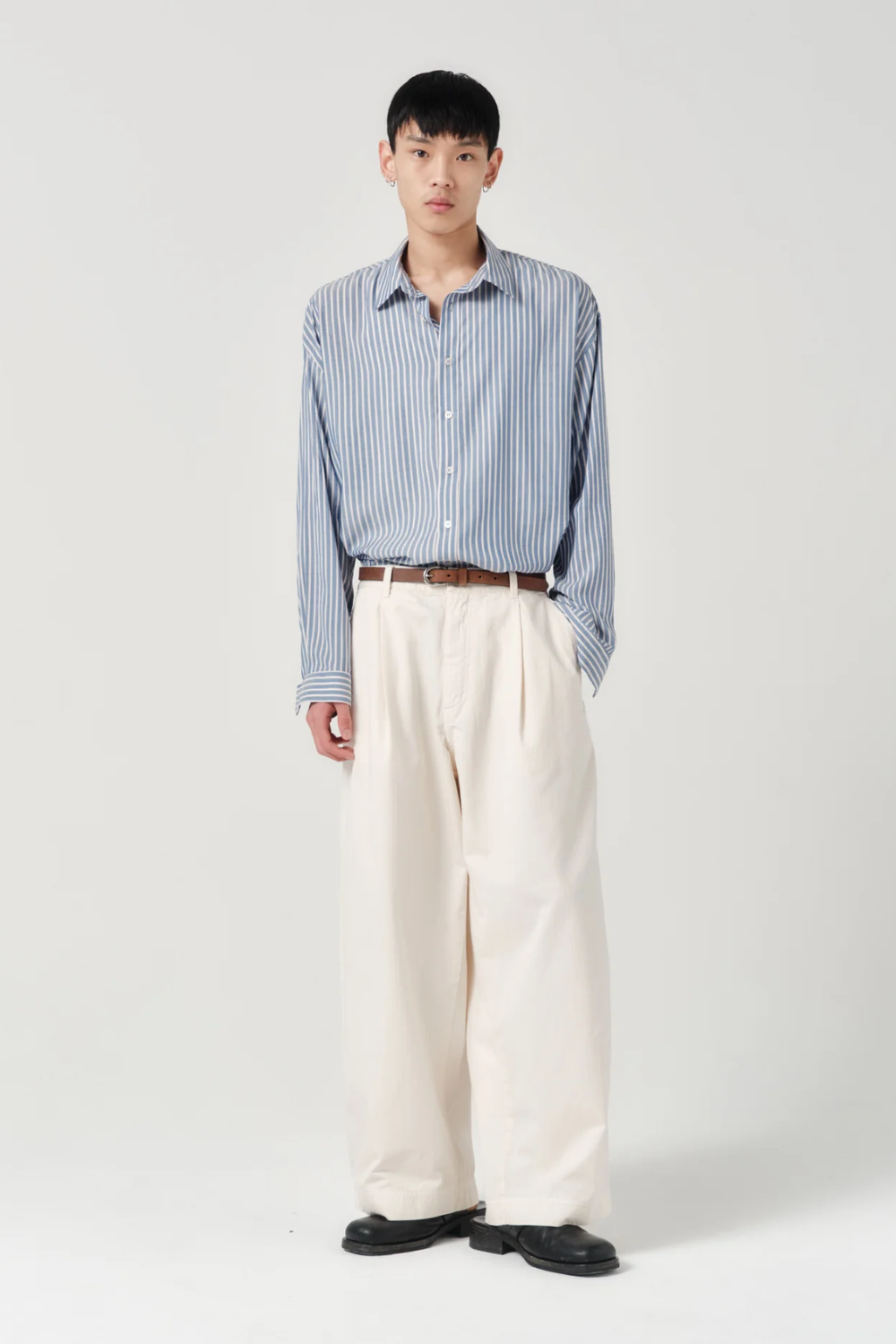 ASHA JASPER - Volume Trouser - Natural Herringbone | ASHA JASPER | Mad About The Boy