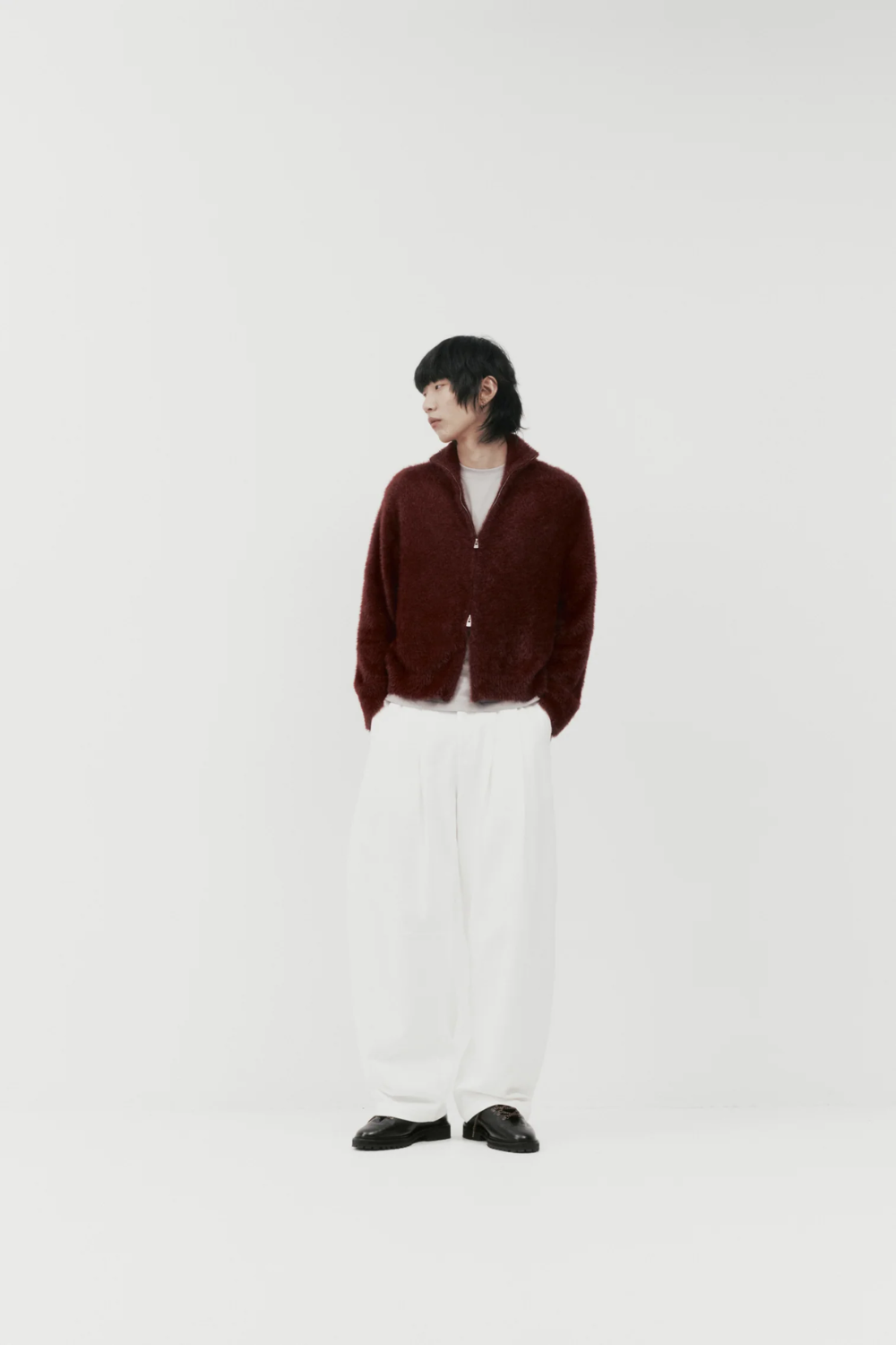 Brushed Knitted Zip Up / Burgundy | PORTER JAMES SPORTS | Mad About The Boy