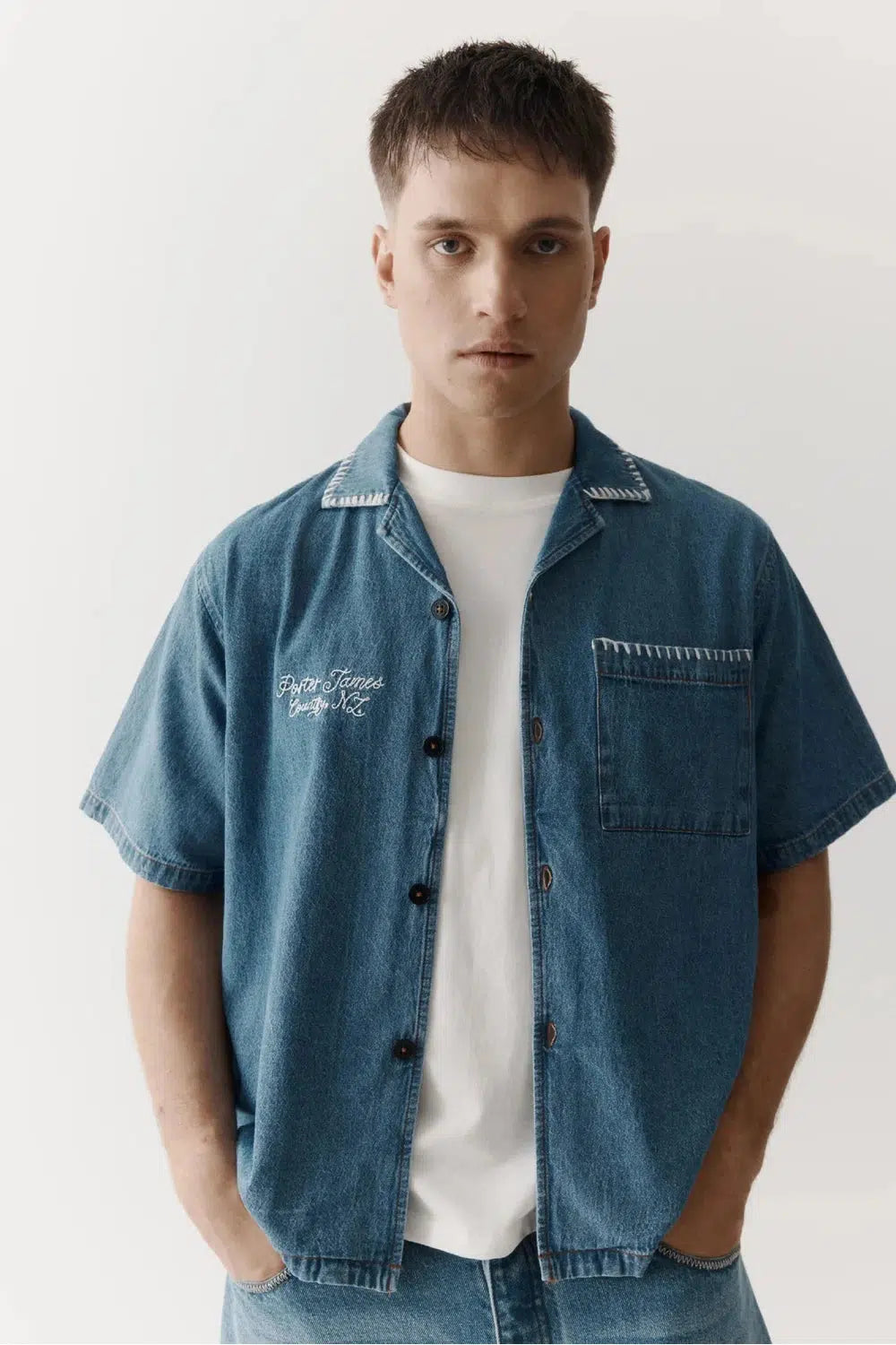 Porter James Sports Revere Shirt w/Pocket Denim | PORTER JAMES SPORTS | Mad About The Boy