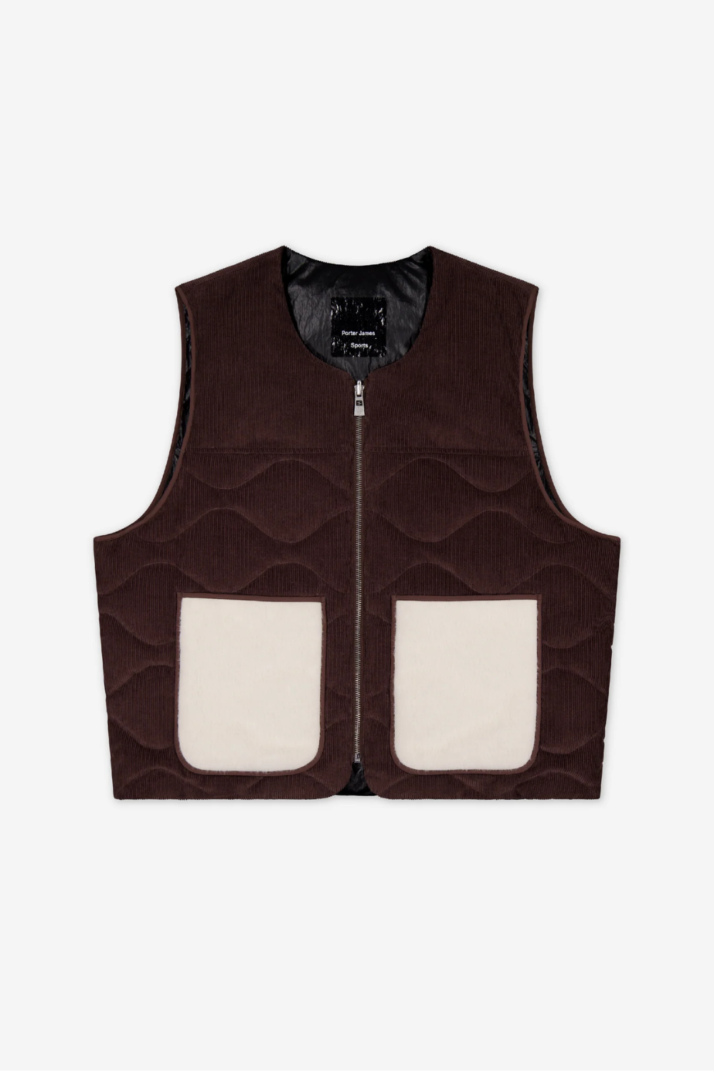 Porter James - Reversible Puffer Vest - Black Gloss / Brown Cord | PORTER JAMES SPORTS | Mad About The Boy