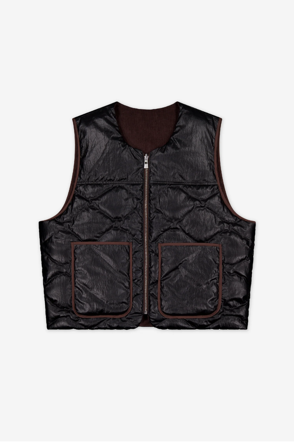 Porter James - Reversible Puffer Vest - Black Gloss / Brown Cord | PORTER JAMES SPORTS | Mad About The Boy