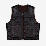Porter James - Reversible Puffer Vest - Black Gloss / Brown Cord | PORTER JAMES SPORTS | Mad About The Boy