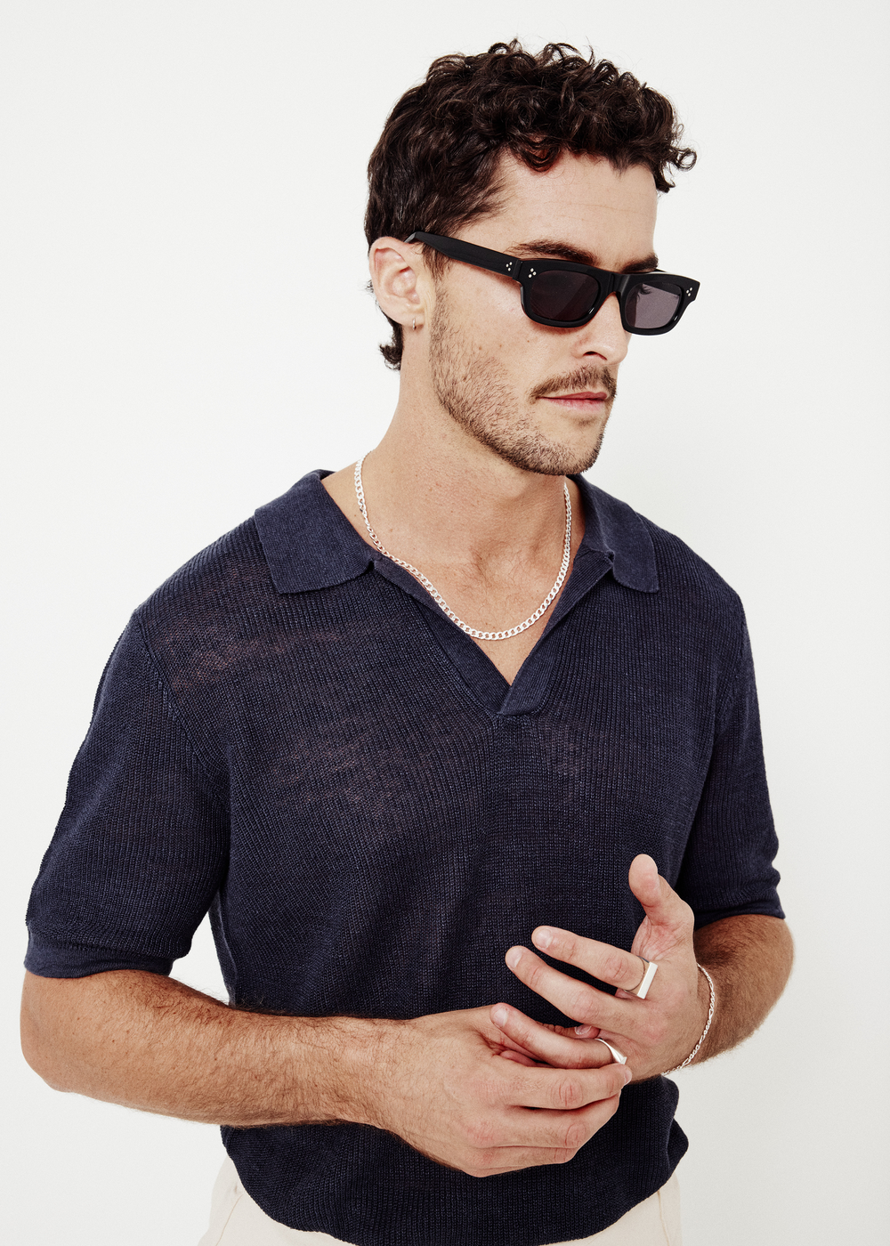 LUCA LINEN POLO MIDNIGHT | Kore Studios | Mad About The Boy