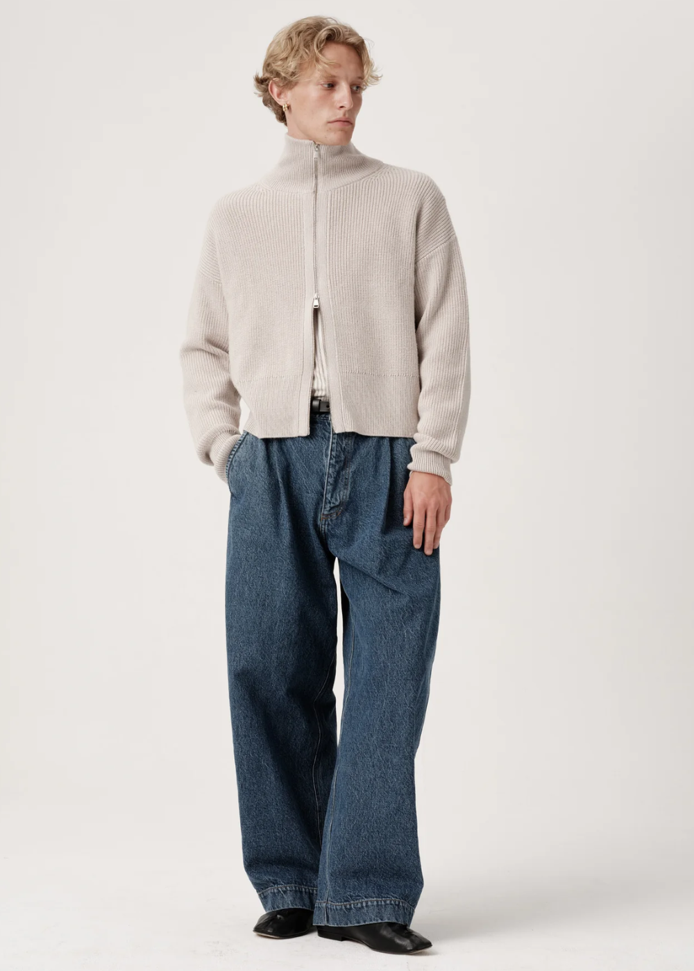 ASHA JASPER - Funnel-Neck Merino Cardigan / Pumice | ASHA JASPER | Mad About The Boy