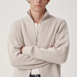 ASHA JASPER - Funnel-Neck Merino Cardigan / Pumice | ASHA JASPER | Mad About The Boy