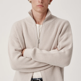 ASHA JASPER - Funnel-Neck Merino Cardigan / Pumice | ASHA JASPER | Mad About The Boy