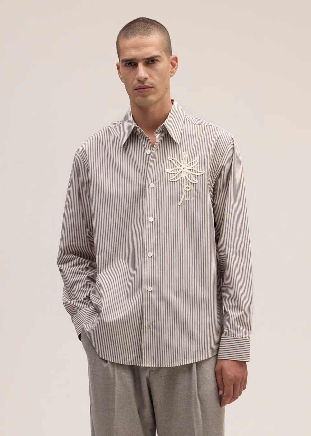 NN.07 Quinsy Pima Cotton Shirt Brown Stripe | NN07 | Mad About The Boy