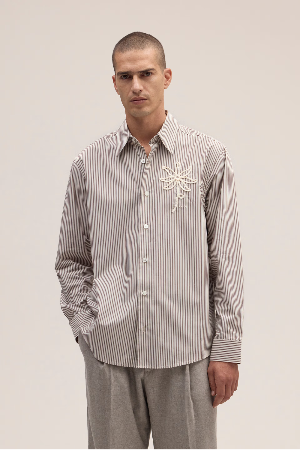 NN.07 Quinsy Pima Cotton Shirt Brown Stripe | NN07 | Mad About The Boy