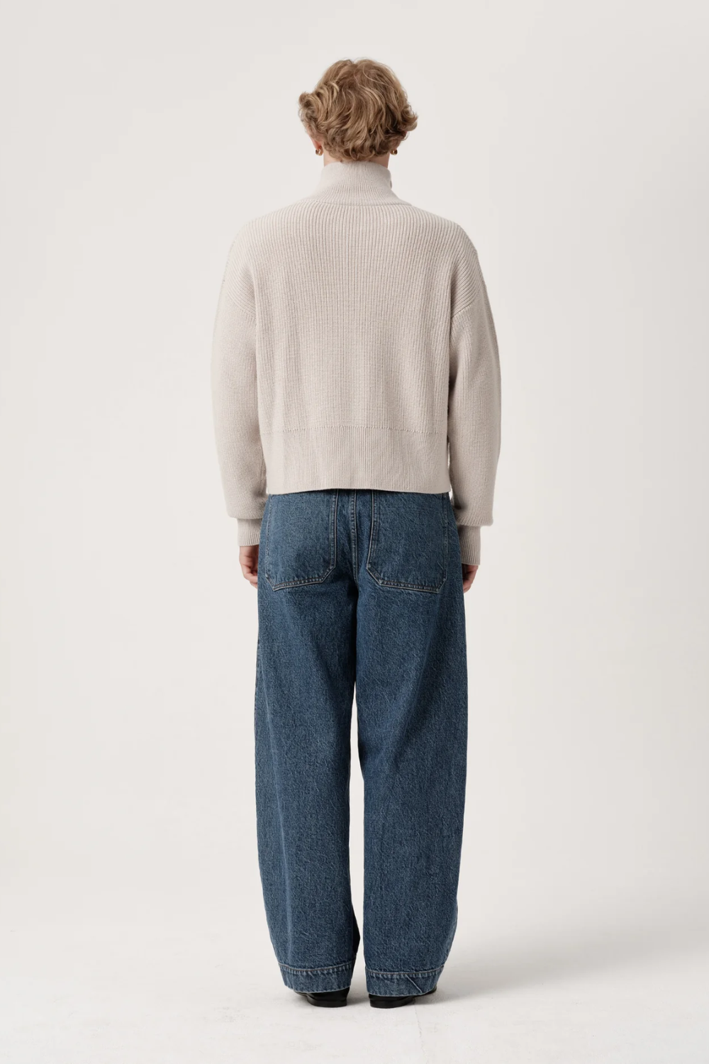 ASHA JASPER - Funnel-Neck Merino Cardigan / Pumice | ASHA JASPER | Mad About The Boy