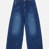 13.5oz Washed Paint Splat Jeans - Royal Blue | Colour Plane | Mad About The Boy