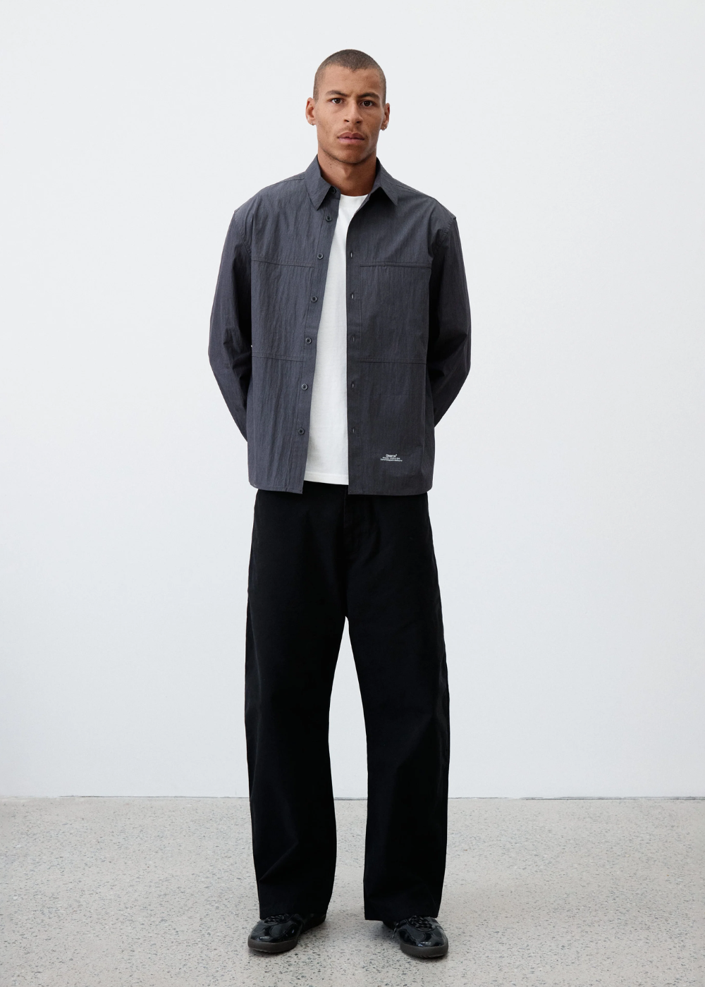 Crinkle Cotton Panel Shirt - Charcoal | Observe Gallery | Mad About The Boy