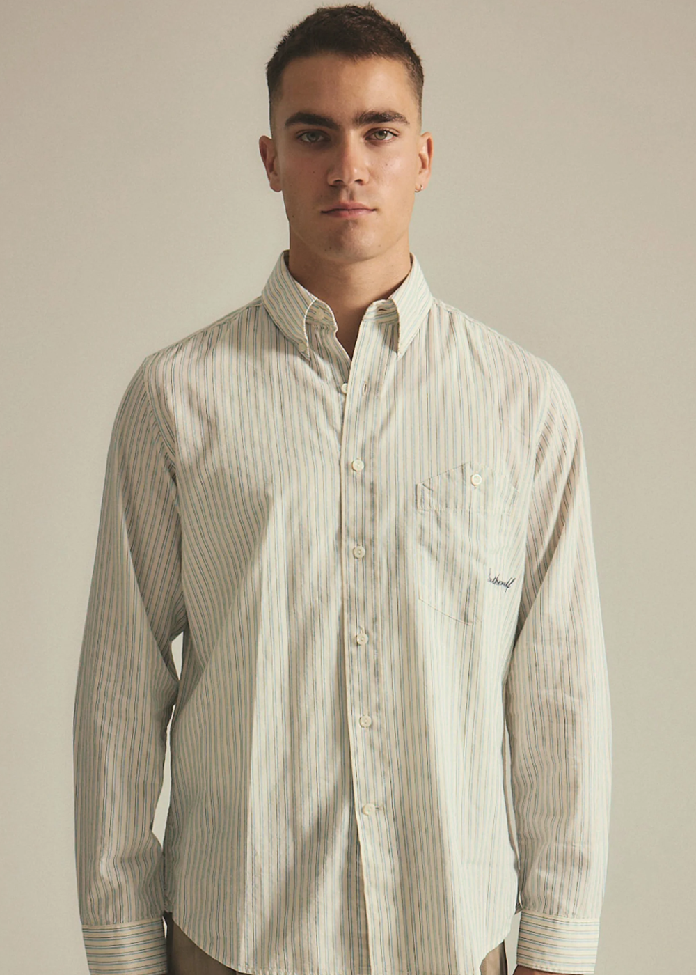 Script L/S Shirt - White Stripe | Brotherwolf | Mad About The Boy