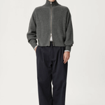 ASHA JASPER - Funnel-Neck Merino Cardigan / Coal | ASHA JASPER | Mad About The Boy