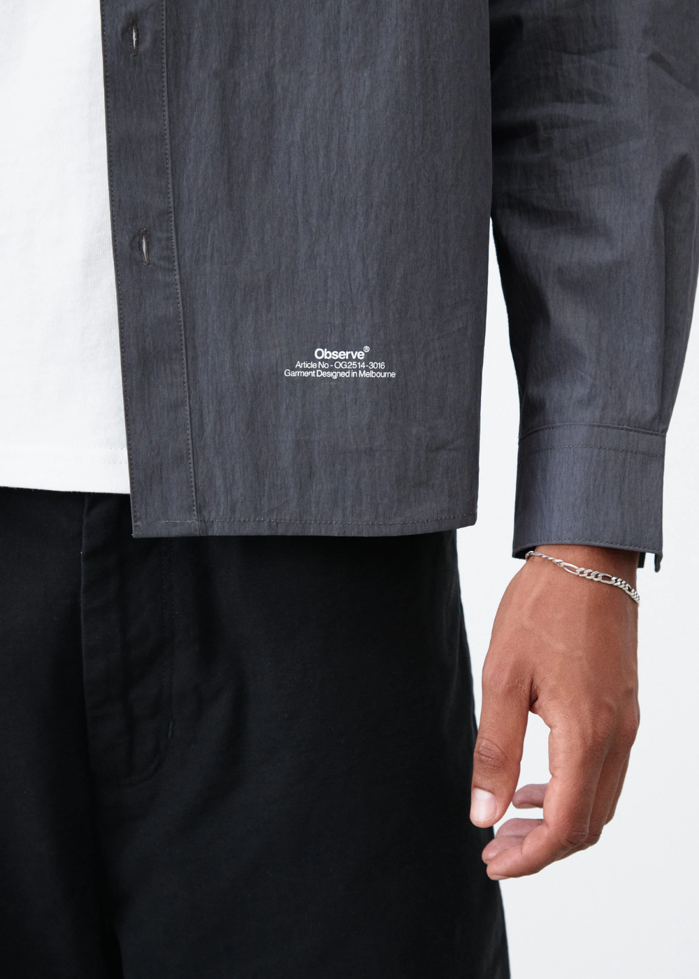 Crinkle Cotton Panel Shirt - Charcoal | Observe Gallery | Mad About The Boy