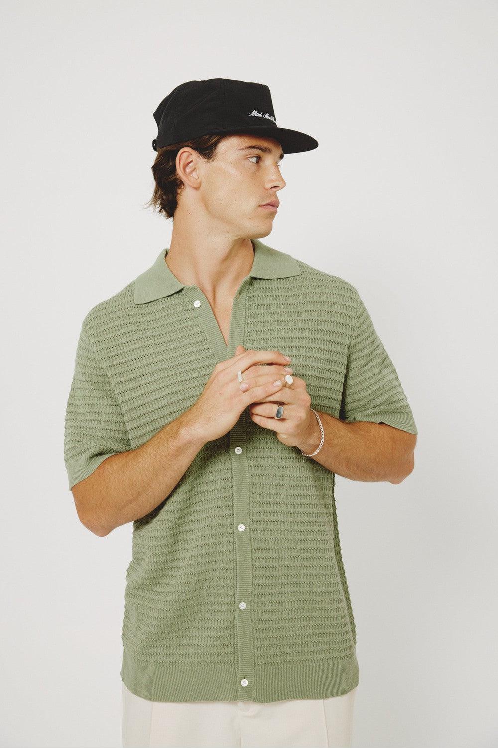 VERONA KNIT S/S SHIRT OLIVE | Kore Studios | Mad About The Boy