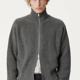 ASHA JASPER - Funnel-Neck Merino Cardigan / Coal | ASHA JASPER | Mad About The Boy