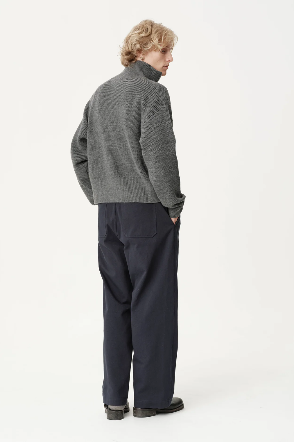ASHA JASPER - Funnel-Neck Merino Cardigan / Coal | ASHA JASPER | Mad About The Boy