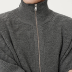 ASHA JASPER - Funnel-Neck Merino Cardigan / Coal | ASHA JASPER | Mad About The Boy