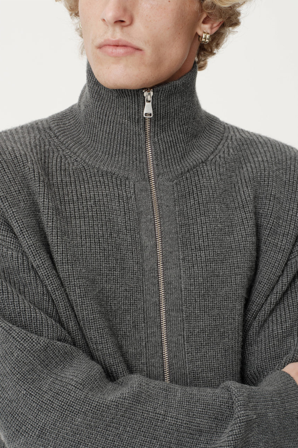 ASHA JASPER - Funnel-Neck Merino Cardigan / Coal | ASHA JASPER | Mad About The Boy
