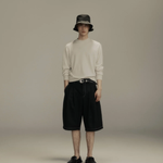 Double-Pleated Shorts - Black Wool + Contrast Stitch | PORTER JAMES SPORTS | Mad About The Boy