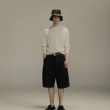 Double-Pleated Shorts - Black Wool + Contrast Stitch | PORTER JAMES SPORTS | Mad About The Boy