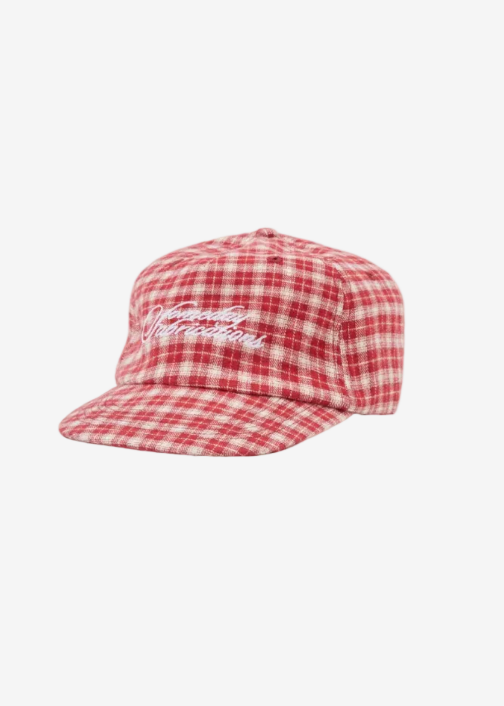 Someday Plaid Script Ballcap | RED BRUSHED TWILL | Someday Fabrications | Mad About The Boy