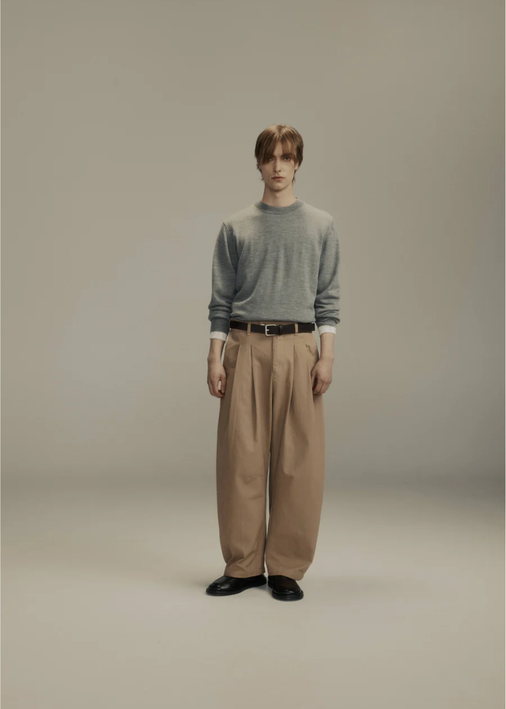 Dart-Knee Pleated Trousers Taupe Herringbone | PORTER JAMES SPORTS | Mad About The Boy