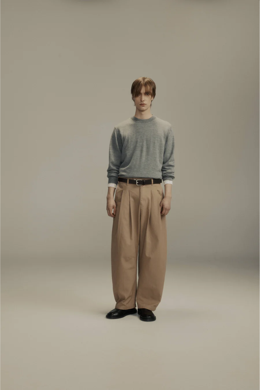 Dart-Knee Pleated Trousers Taupe Herringbone | PORTER JAMES SPORTS | Mad About The Boy