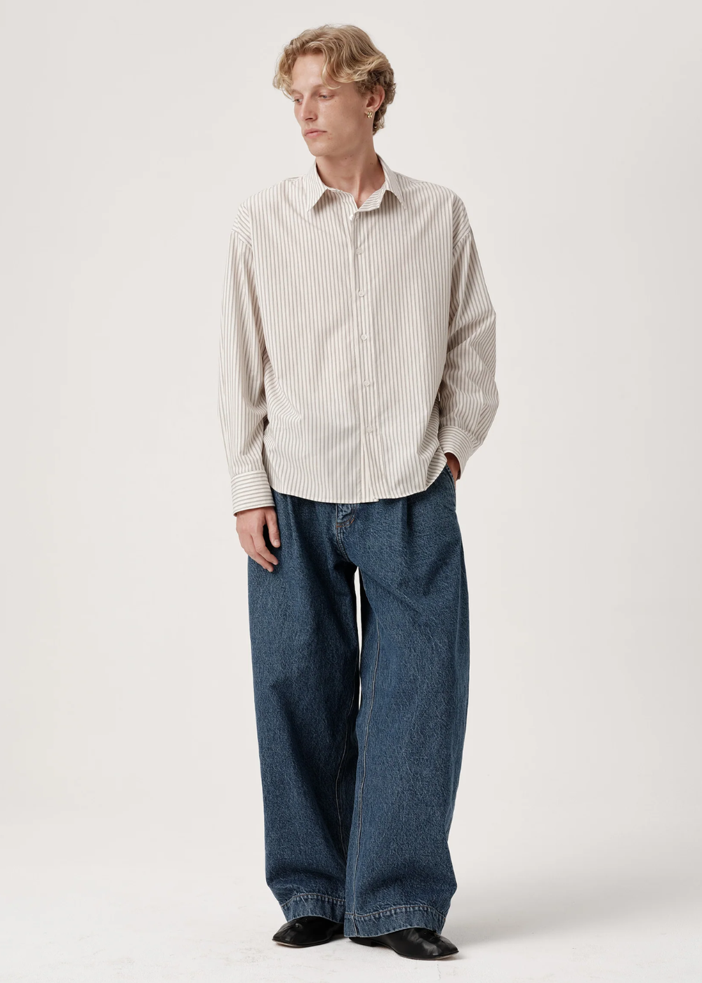 ASHA JASPER - Executive Shirt / Beige Lawn Stripe | ASHA JASPER | Mad About The Boy