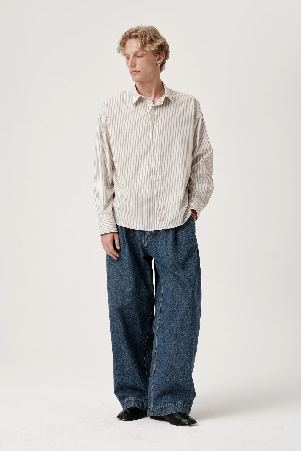 ASHA JASPER - Executive Shirt / Beige Lawn Stripe | ASHA JASPER | Mad About The Boy