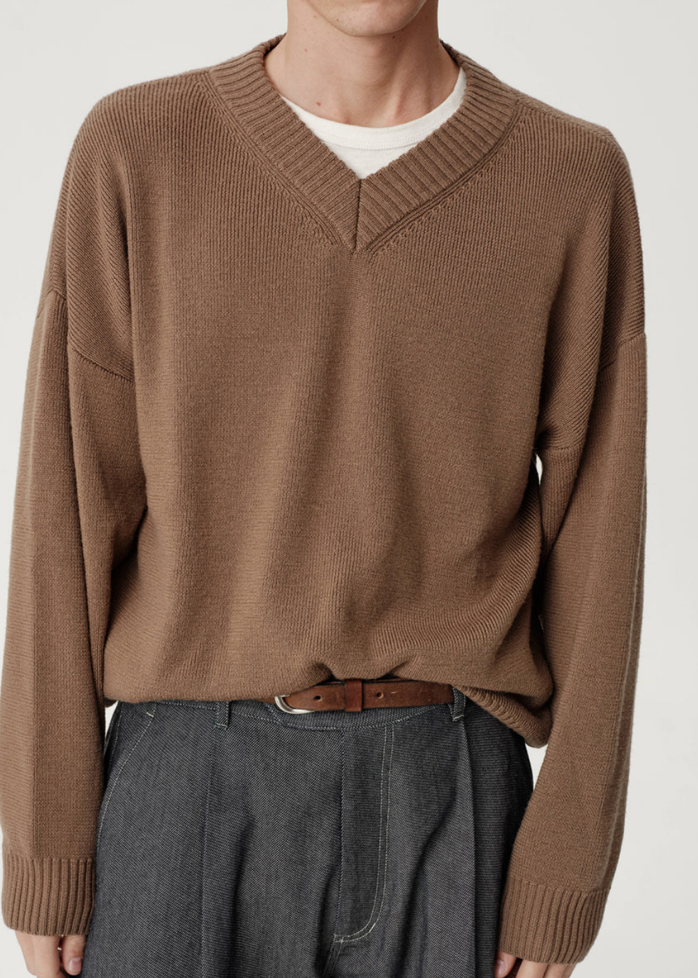 ASHA JASPER. - V-Neck Merino Knit / Mushroom | ASHA JASPER | Mad About The Boy