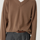 ASHA JASPER. - V-Neck Merino Knit / Mushroom | ASHA JASPER | Mad About The Boy
