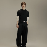 Dart Knee Pleated Trousers / Black Suiting | PORTER JAMES SPORTS | Mad About The Boy