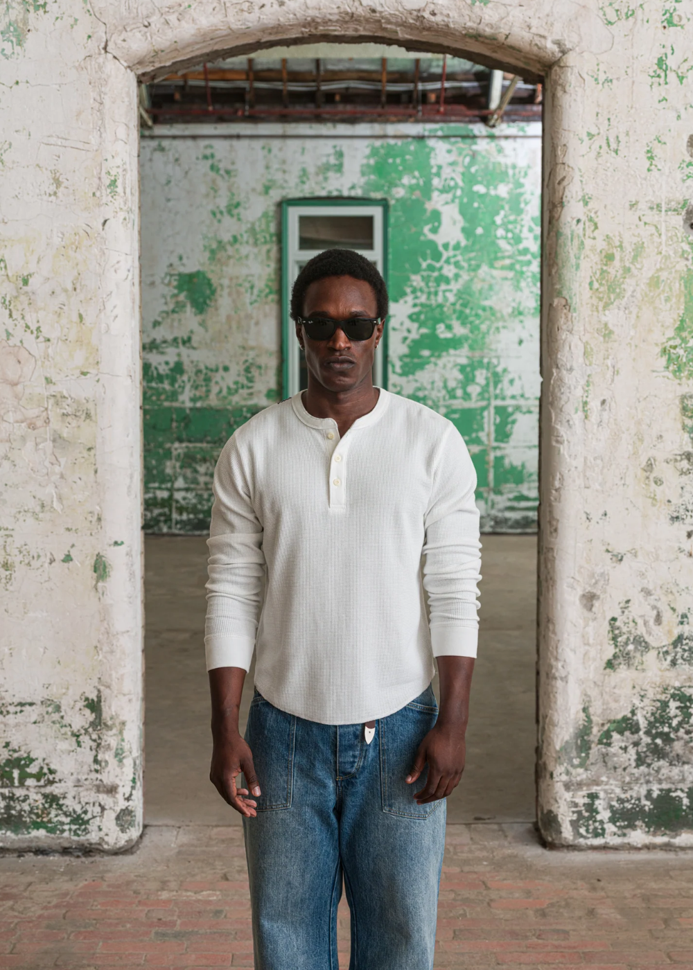 Colour Plane - Waffle Knit Henley / White | Colour Plane | Mad About The Boy