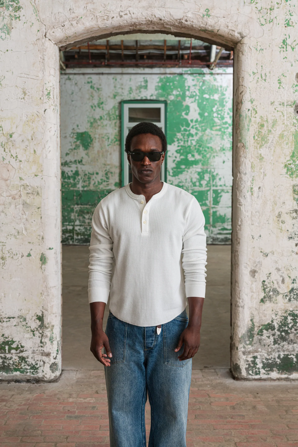 Colour Plane - Waffle Knit Henley / White | Colour Plane | Mad About The Boy