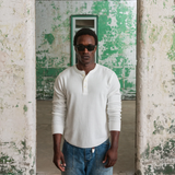 Colour Plane - Waffle Knit Henley / White | Colour Plane | Mad About The Boy
