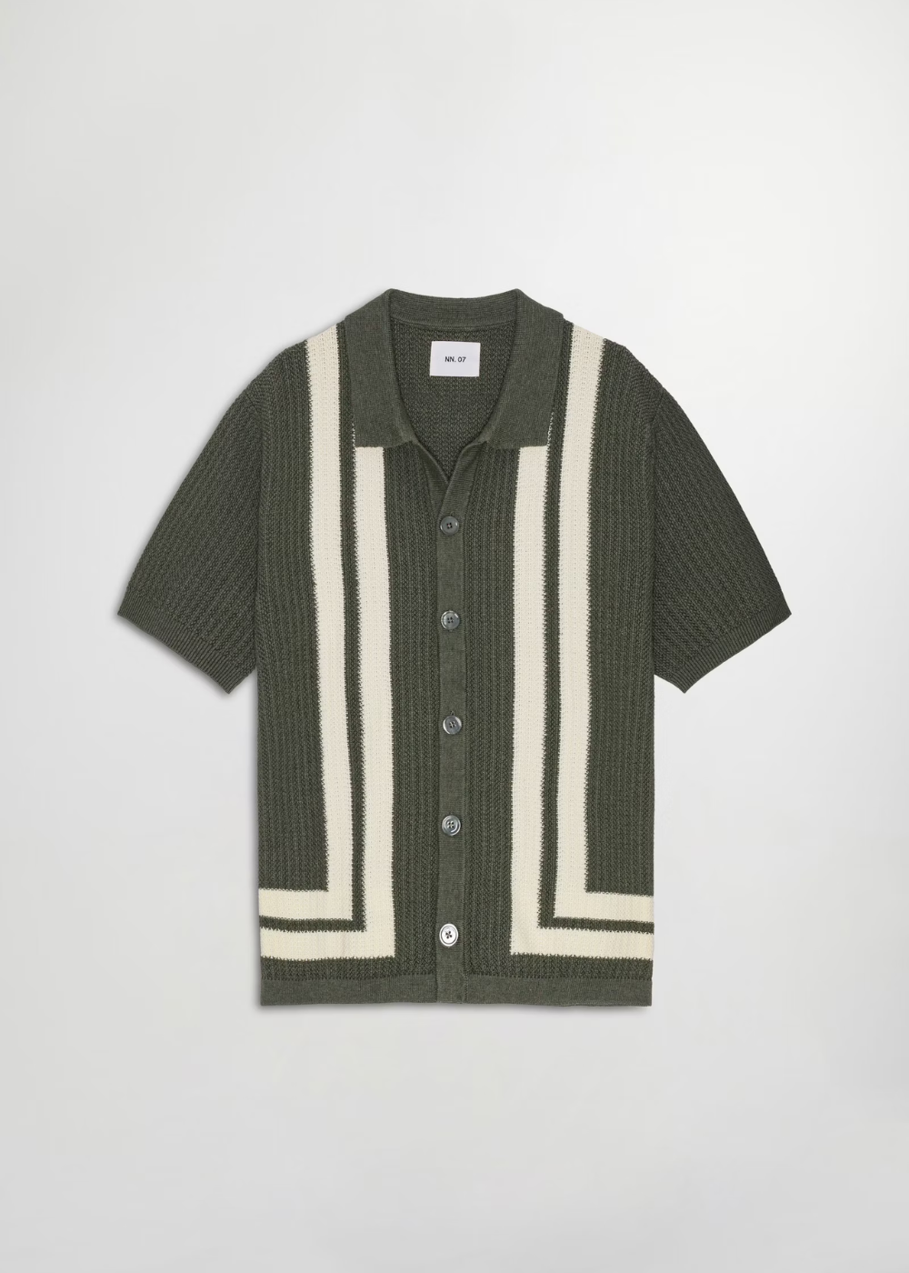 NN.07 Ares - Textured Stitch Shirt Croc Green | NN07 | Mad About The Boy
