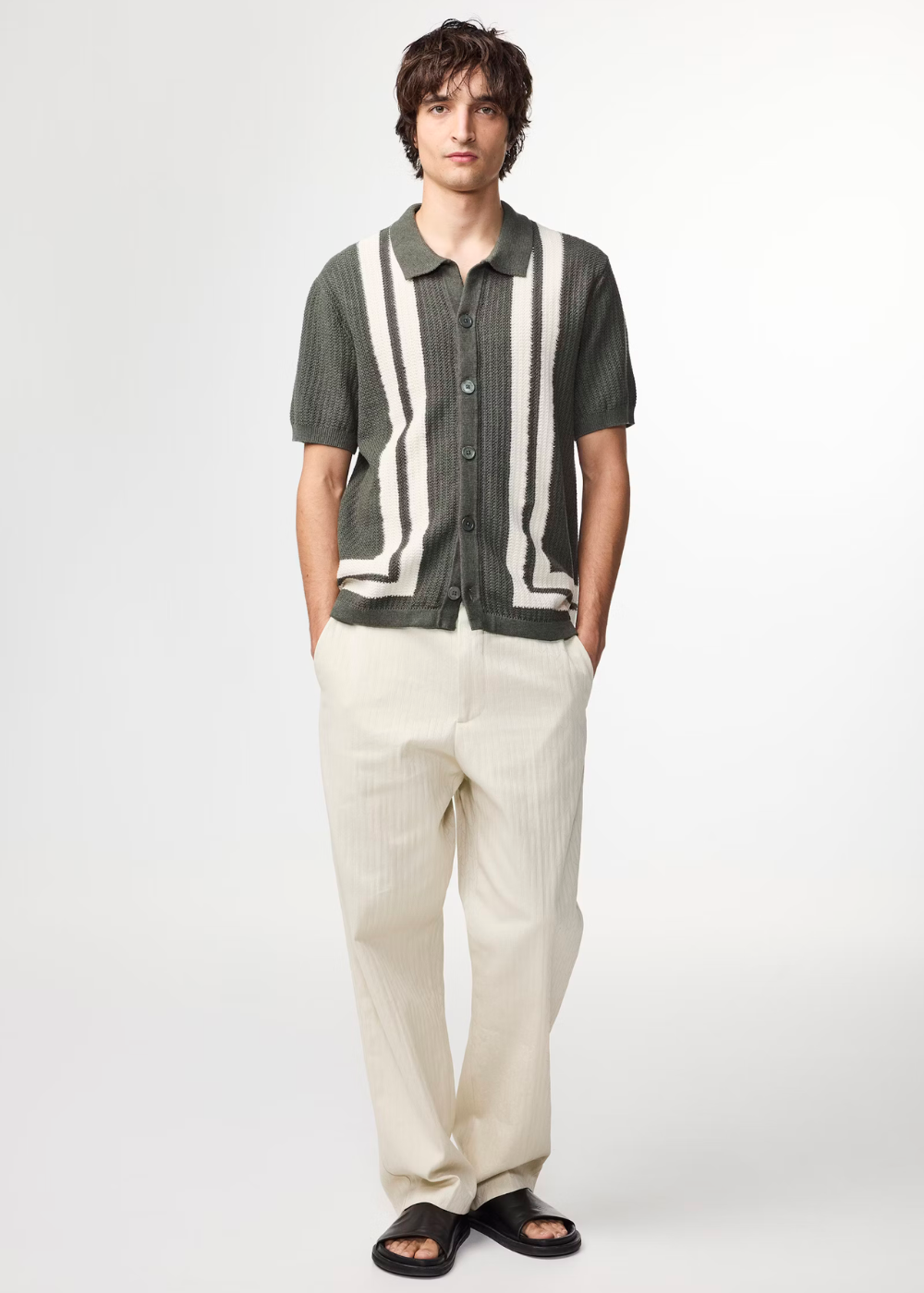 NN.07 Ares - Textured Stitch Shirt Croc Green | NN07 | Mad About The Boy