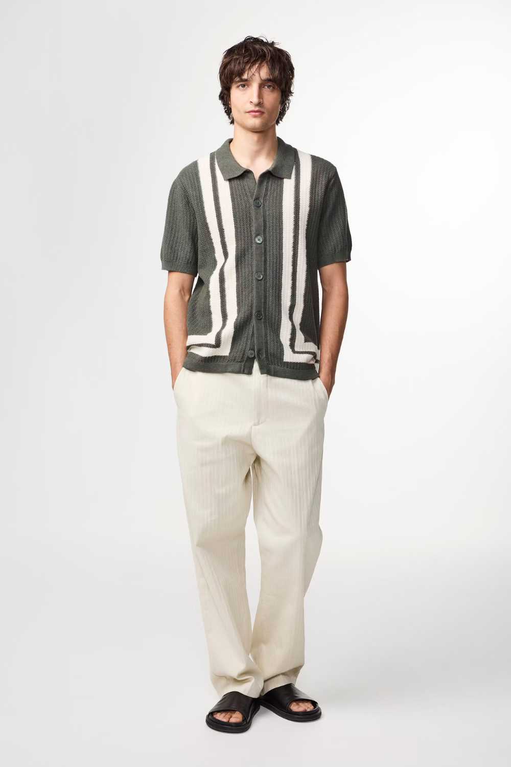 NN.07 Ares - Textured Stitch Shirt Croc Green | NN07 | Mad About The Boy