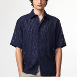 NN.07 Freddy Fil-coupé jacquard Shirt Navy | NN07 | Mad About The Boy
