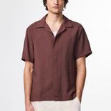 Julio Open Collar Linen Shirt Coffee | NN07 | Mad About The Boy