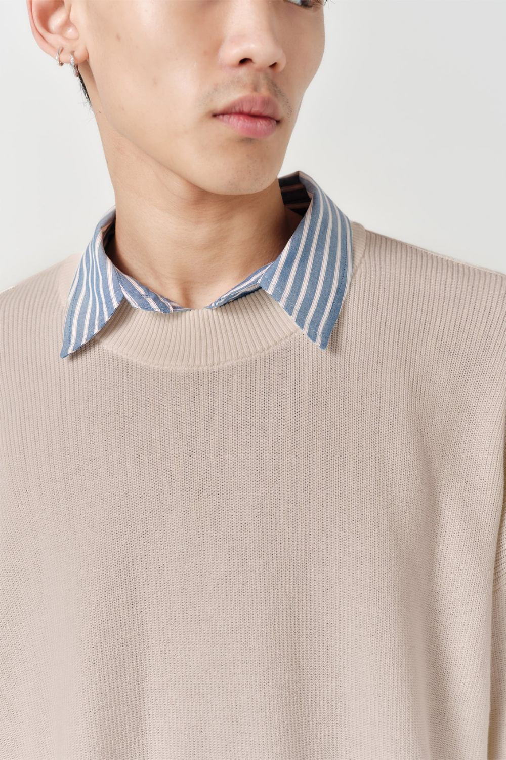 Pre-Order / ASHA JASPER - Half-Cardigan Fine Knit - Stone | ASHA JASPER | Mad About The Boy