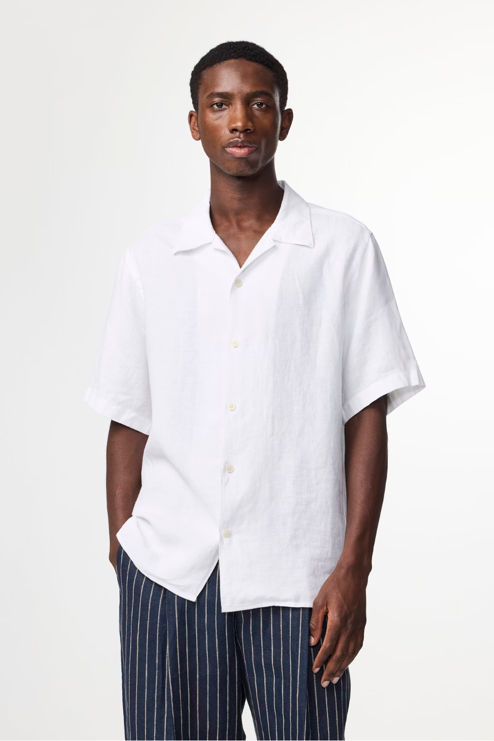 Julio Short Sleeve Open Collar Linen Shirt White | NN07 | Mad About The Boy
