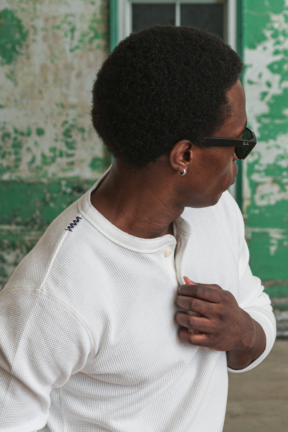 Colour Plane - Waffle Knit Henley / White | Colour Plane | Mad About The Boy
