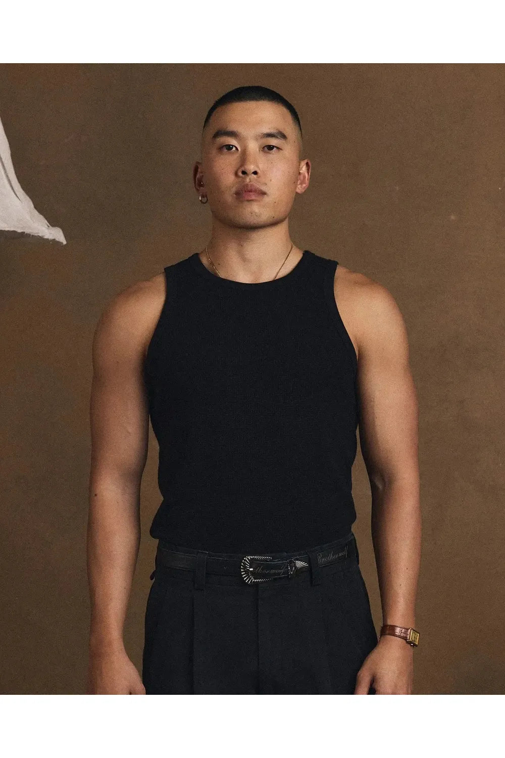 Brother Wolf - Perforated Tank - Black | Brotherwolf | Mad About The Boy