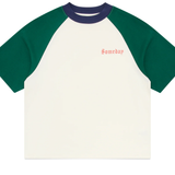 RAGLAN TEE | GREEN & VINTAGE WHITE | Someday Fabrications | Mad About The Boy